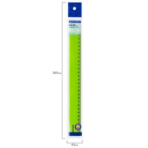 Линейка пластиковая 30 см BRAUBERG 4 шт. &quot;NEON&quot;, непрозрачная, ассорти, 210751