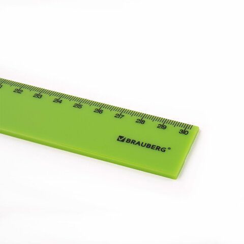 Линейка пластиковая 30 см BRAUBERG 4 шт. &quot;NEON&quot;, непрозрачная, ассорти, 210751