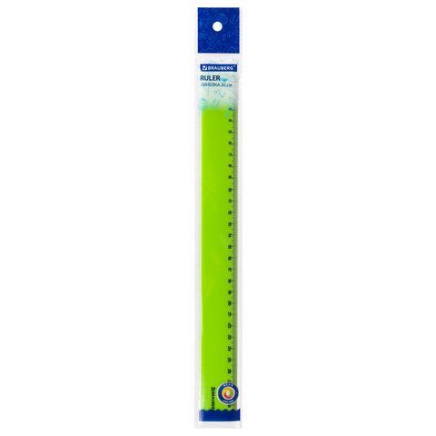 Линейка пластиковая 30 см BRAUBERG 4 шт. &quot;NEON&quot;, непрозрачная, ассорти, 210751