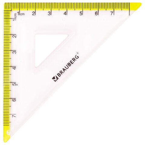Набор чертежный малый BRAUBERG &quot;FRESH ZONE&quot; (линейка 15 см, 2 треугольника, транспортир), желтая шкала, 210762