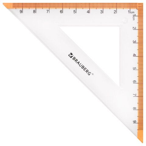 Набор чертежный средний BRAUBERG &quot;FRESH ZONE&quot; (линейка 20 см, 2 треугольника, транспортир), оранжевая шкала, 210763