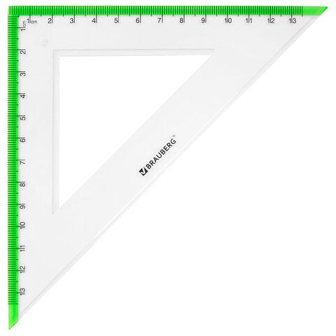 Набор чертежный большой BRAUBERG &quot;FRESH ZONE&quot; (линейка 30 см, 2 треугольника, транспортир) с салатовой шкалой, 210764