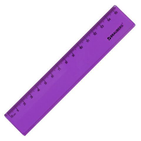 Линейка пластиковая 15 см BRAUBERG 8 шт. &quot;FRUITY&quot;, тонированная, ассорти, 210765