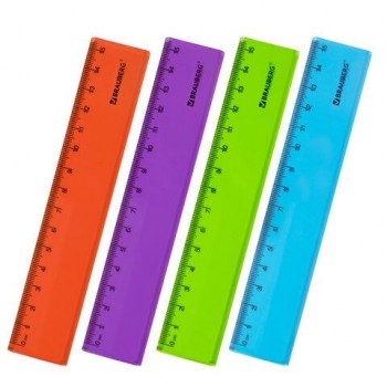 Линейка пластиковая 15 см BRAUBERG 8 шт. "FRUITY", тонированная, ассорти, 210765