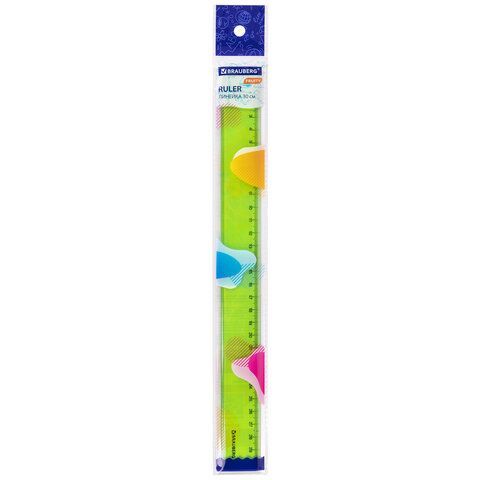 Линейка пластиковая 30 см BRAUBERG 4 шт. &quot;FRUITY&quot;, тонированная, ассорти, 210767