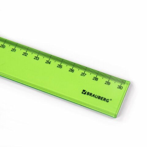 Линейка пластиковая 30 см BRAUBERG 4 шт. &quot;FRUITY&quot;, тонированная, ассорти, 210767