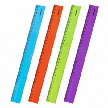 Линейка пластиковая 30 см BRAUBERG 4 шт. "FRUITY", тонированная, ассорти, 210767