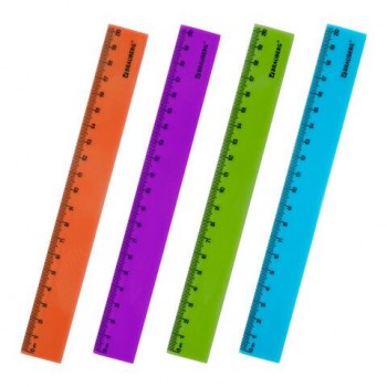 Линейка пластиковая 20 см BRAUBERG 6 шт. "NEON", непрозрачная, ассорти, 210773