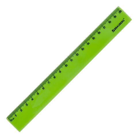 Линейка пластиковая 20 см BRAUBERG 6 шт. &quot;NEON&quot;, непрозрачная, ассорти, 210773