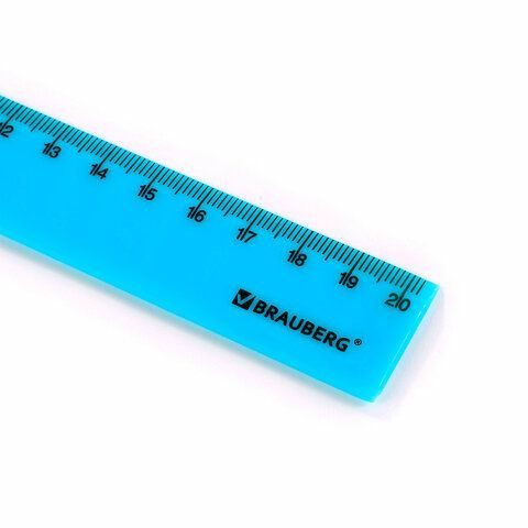 Линейка пластиковая 20 см BRAUBERG 6 шт. &quot;NEON&quot;, непрозрачная, ассорти, 210773