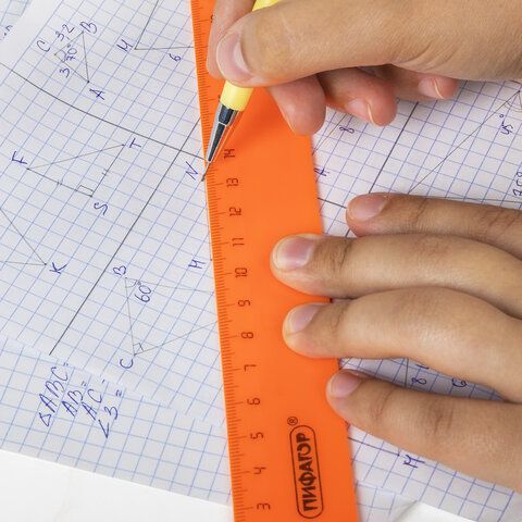 Линейка пластиковая 20 см ПИФАГОР 10 шт., непрозрачная, неоновая, ассорти, 210788