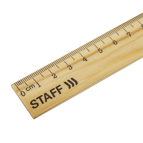 Линейка деревянная 20 см, STAFF 72 шт., канадская сосна, 210798