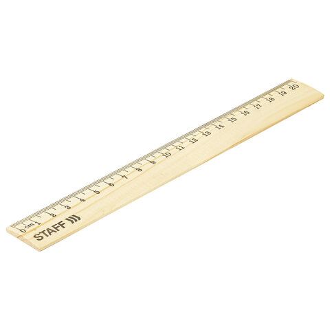 Линейка деревянная 20 см, STAFF 72 шт., канадская сосна, 210798