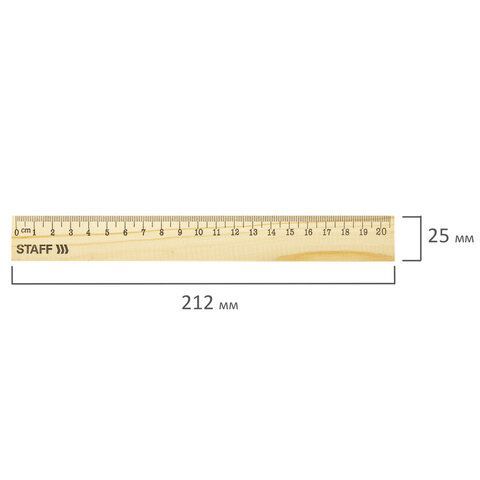 Линейка деревянная 20 см, STAFF, канадская сосна, 210798