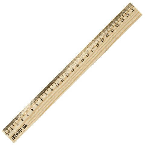 Линейка деревянная 25 см, STAFF 72 шт., канадская сосна, 210799