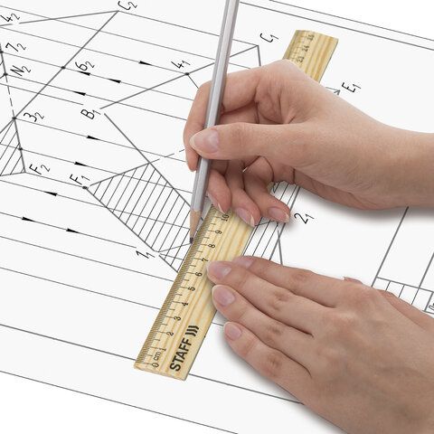 Линейка деревянная 25 см, STAFF 72 шт., канадская сосна, 210799
