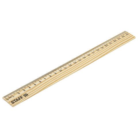 Линейка деревянная 25 см, STAFF 72 шт., канадская сосна, 210799