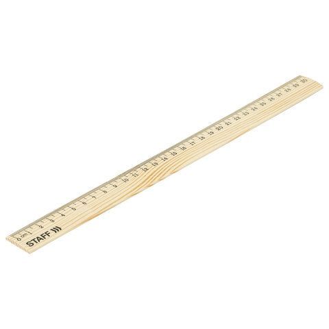 Линейка деревянная 30 см, STAFF 72 шт., канадская сосна, 210800