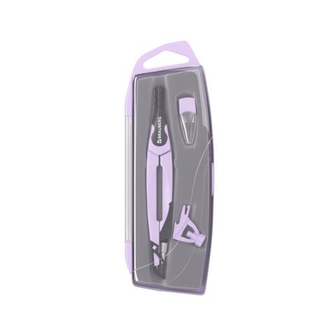 Готовальня BRAUBERG ULTRA, 3 предмета: циркуль 135 мм, запасной грифель, насадка, лавандовый цвет, 210823