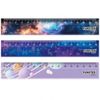 Линейка пластиковая 15 см, FUNSTER 30 шт., "КОСМОС", ассорти, дисплей, 210917