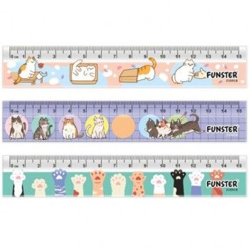 Линейка пластиковая 15 см, FUNSTER 30 шт., "КОТЫ", ассорти, дисплей, 210918