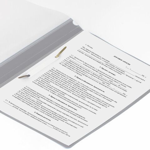 Скоросшиватель пластиковый BRAUBERG 10 шт., А4, 130/180 мкм, серый, 220387