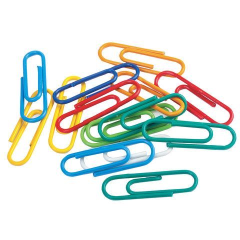 Скрепки BRAUBERG 2 шт., 28 мм, цветные, 100 шт., в картонной коробке, Россия, 220555