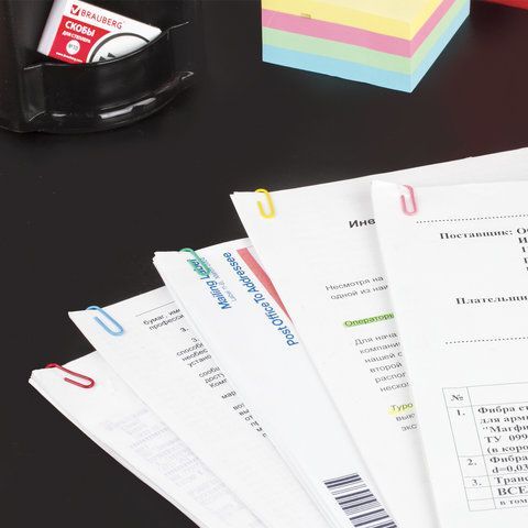 Скрепки BRAUBERG 2 шт., 28 мм, цветные, 100 шт., в картонной коробке, Россия, 220555