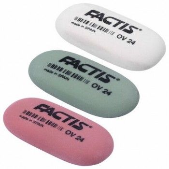 Ластик FACTIS 8 шт. OV 24 (Испания), 49х24х9 мм, цвет ассорти, овальный, мягкий, CMFOV24