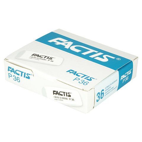 Ластик FACTIS 9 шт. P 36 (Испания), 56х20х9 мм, белый, прямоугольный, скошенные края, CPFP36B
