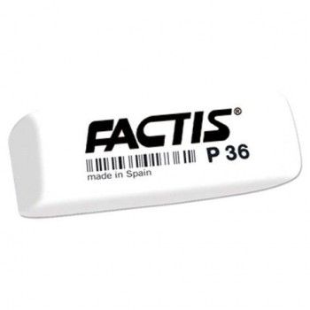 Ластик FACTIS 9 шт. P 36 (Испания), 56х20х9 мм, белый, прямоугольный, скошенные края, CPFP36B