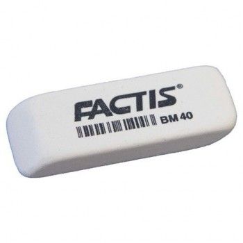 Ластик FACTIS 10 шт. BM 40 (Испания), 52х20х7 мм, белый, прямоугольный, скошенные края, CNFBM40