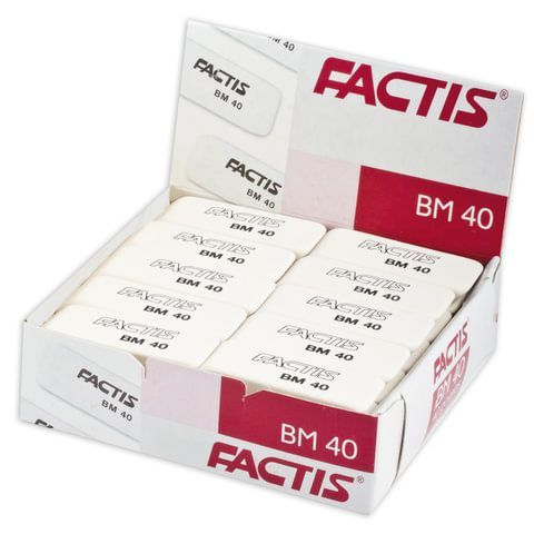 Ластик FACTIS 10 шт. BM 40 (Испания), 52х20х7 мм, белый, прямоугольный, скошенные края, CNFBM40