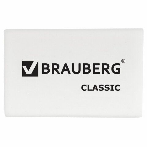 Ластик BRAUBERG &quot;Classic&quot;, 26х17х7 мм, белый, прямоугольный, 221033