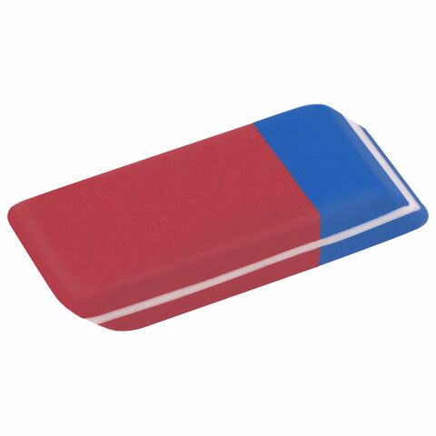 Ластик BRAUBERG 10 шт. &quot;Assistant 80&quot;, 41х14х8 мм, красно-синий, прямоугольный, скошенные края, 221034