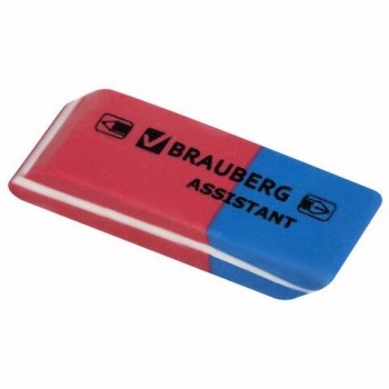 Ластик BRAUBERG 10 шт. "Assistant 80", 41х14х8 мм, красно-синий, прямоугольный, скошенные края, 221034