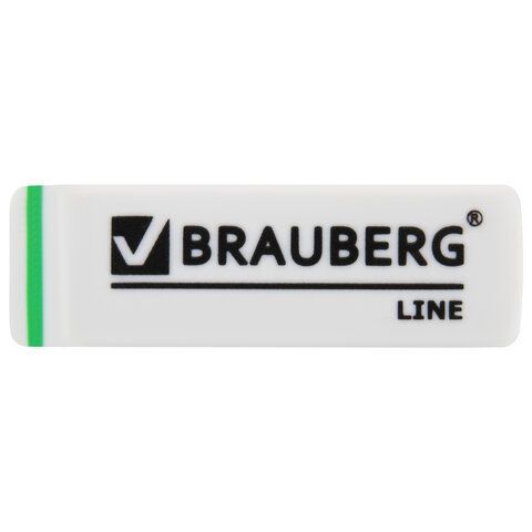 Ластик BRAUBERG 8 шт. &quot;Line&quot;, 57х18х8 мм, белый, прямоугольный, скошенные края, 221036