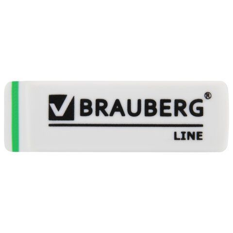 Ластик BRAUBERG &quot;Line&quot;, 57х18х8 мм, белый, прямоугольный, скошенные края, 221036