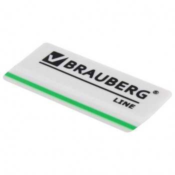 Ластик BRAUBERG 8 шт. "Line", 57х18х8 мм, белый, прямоугольный, скошенные края, 221036