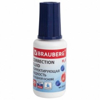 Корректирующая жидкость BRAUBERG 2 шт. на водной основе, 20 мл, с кисточкой, 221270