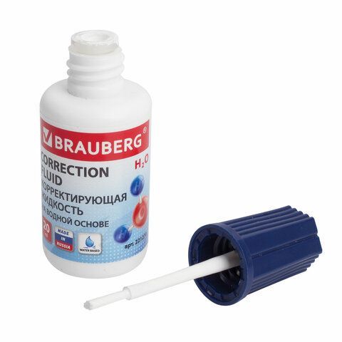 Корректирующая жидкость BRAUBERG 2 шт. на водной основе, 20 мл, с кисточкой, 221270