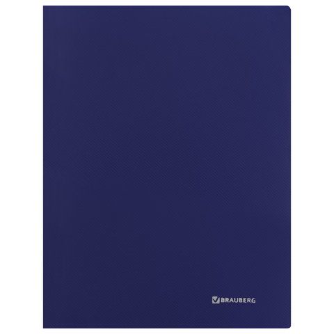 Папка с боковым металлическим прижимом и внутренним карманом BRAUBERG &quot;Диагональ&quot;, темно-синяя, до 100 листов, 0,6 мм, 221357