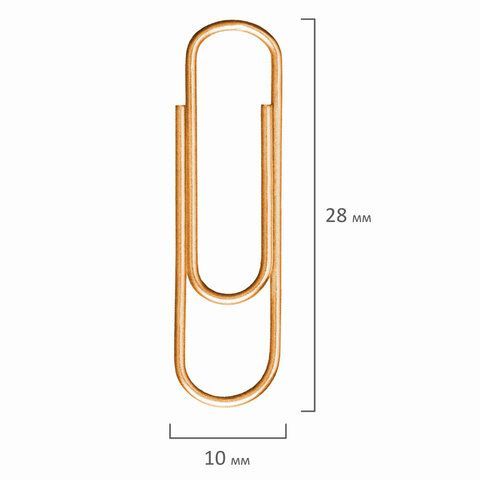 Скрепки BRAUBERG 2 шт., 28 мм, золотистые, 100 шт., в картонной коробке, 221529
