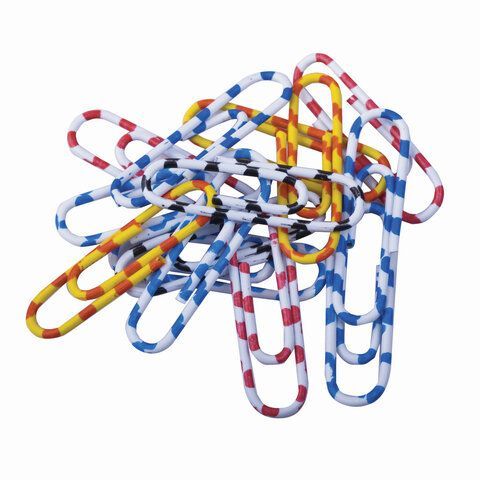 Скрепки BRAUBERG 2 шт., 28 мм с цветными полосками, 100 шт., в картонной коробке, 221534