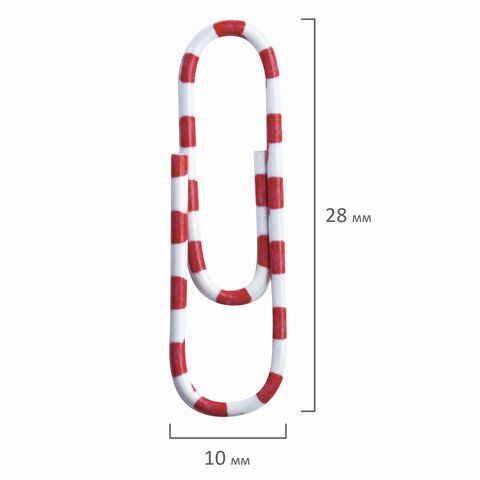 Скрепки BRAUBERG 2 шт., 28 мм с цветными полосками, 100 шт., в картонной коробке, 221534