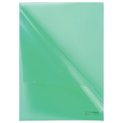 Папка-уголок жесткая BRAUBERG 10 шт., зеленая, 0,15 мм, 221639