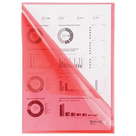 Папка-уголок жесткая BRAUBERG 10 шт., красная, 0,15 мм, 221640
