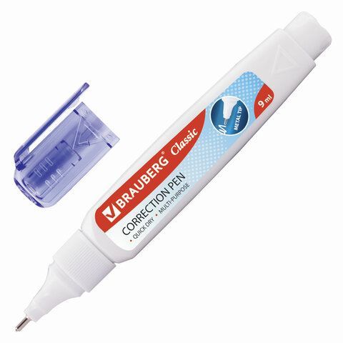 Ручка-корректор BRAUBERG 2 шт., 9 мл, металлический наконечник, 221675