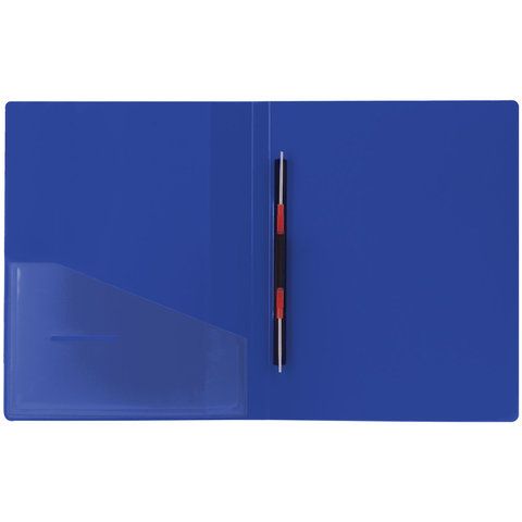 Папка с металлическим скоросшивателем и внутренним карманом BRAUBERG &quot;Contract&quot;, синяя, до 100 л., 0,7 мм, бизнес-класс, 221782