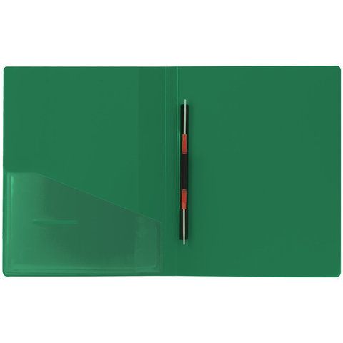 Папка с металлическим скоросшивателем и внутренним карманом BRAUBERG &quot;Contract&quot;, зеленая, до 100 л., 0,7 мм, бизнес-класс, 221784